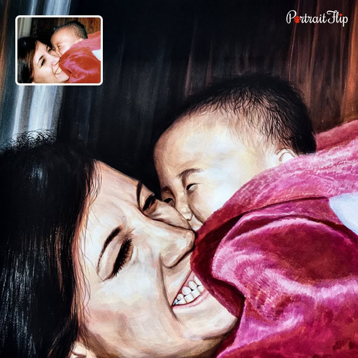 mother and child pastel painting