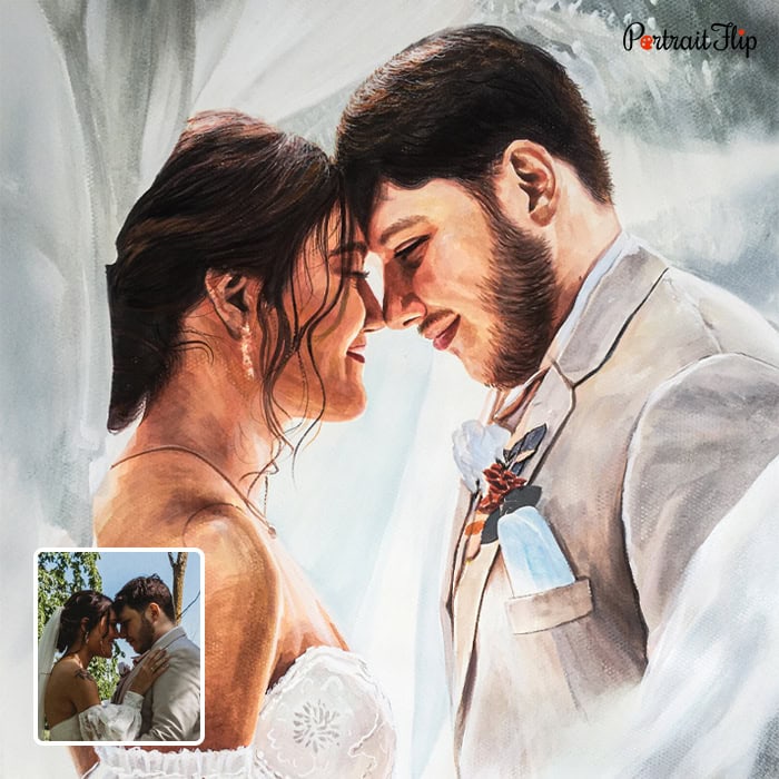 newly wed couple watercolor painting