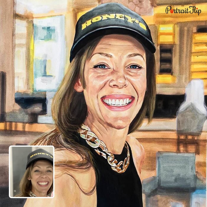smiling woman watercolor painting