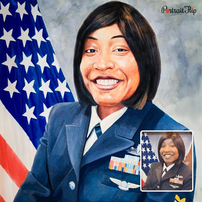 woman officer pastel painting