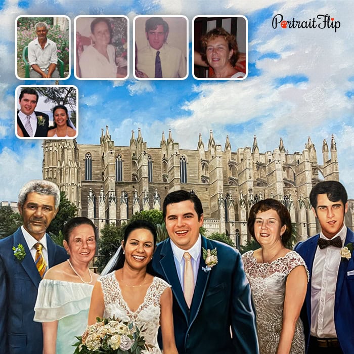 big family wedding painting