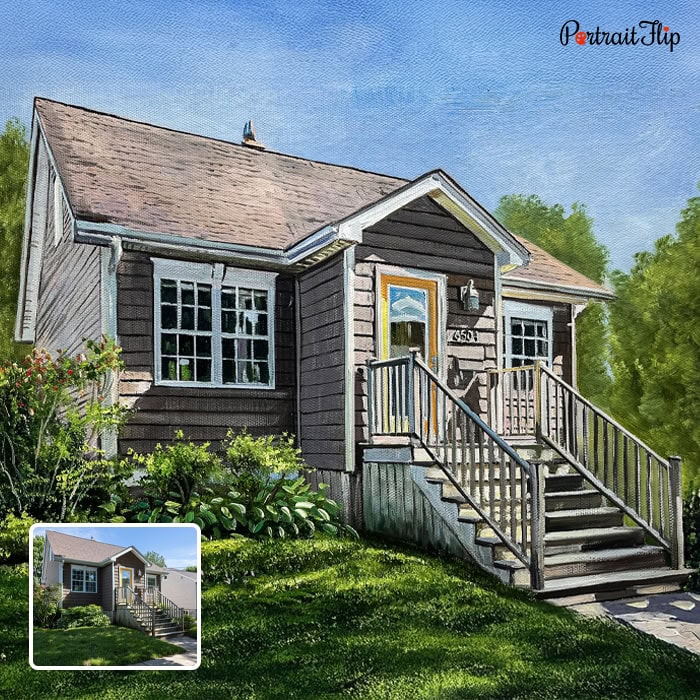 house oil portrait painting