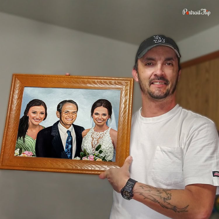 man with wedding painting