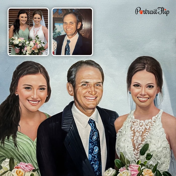 old man and two women painting