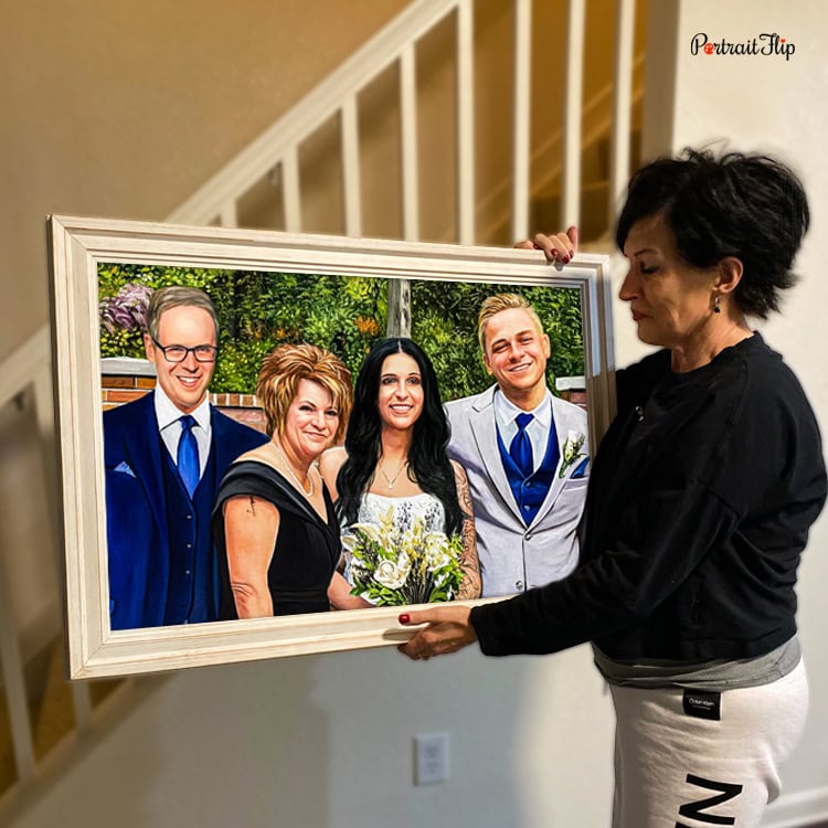 woman with wedding portrait