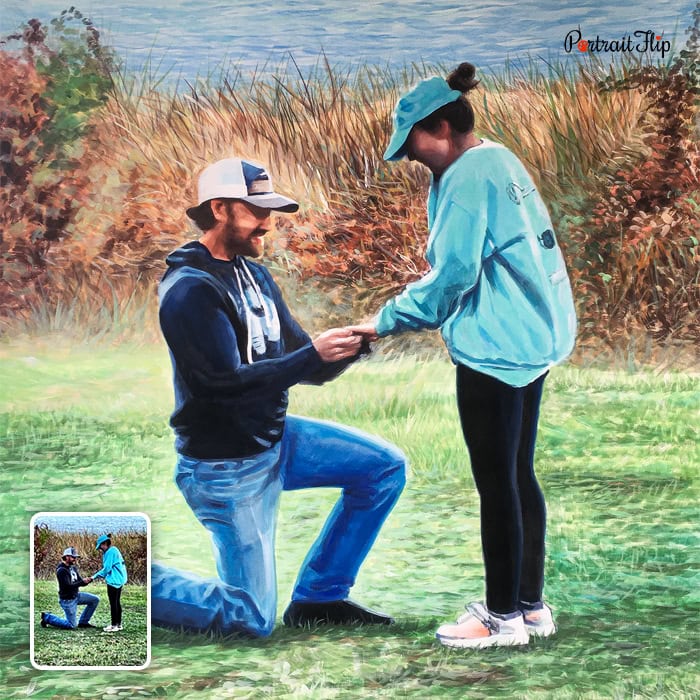 Marriage proposal custom oil painting