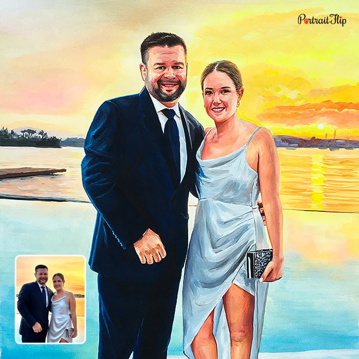 Pastel wedding portrait painting from photo