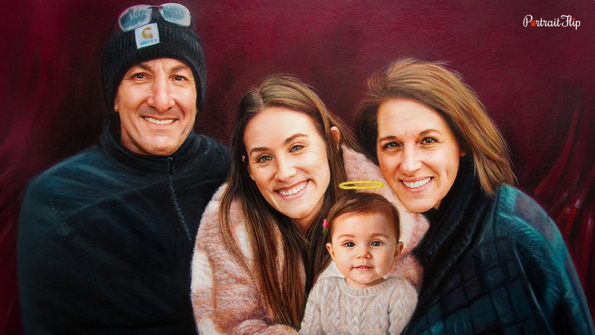 Custom hand-painted portrait made from a photo