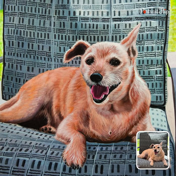 Dog standing on hind legs pastel painting from photo