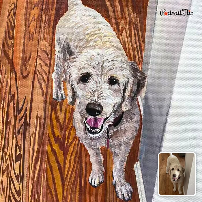 Goldendoodle pastel pet portrait from photo