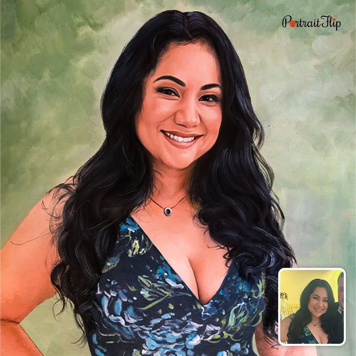 Smiling woman personal acrylic painting from photo