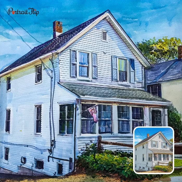 White house watercolor painting from photo as closing gift
